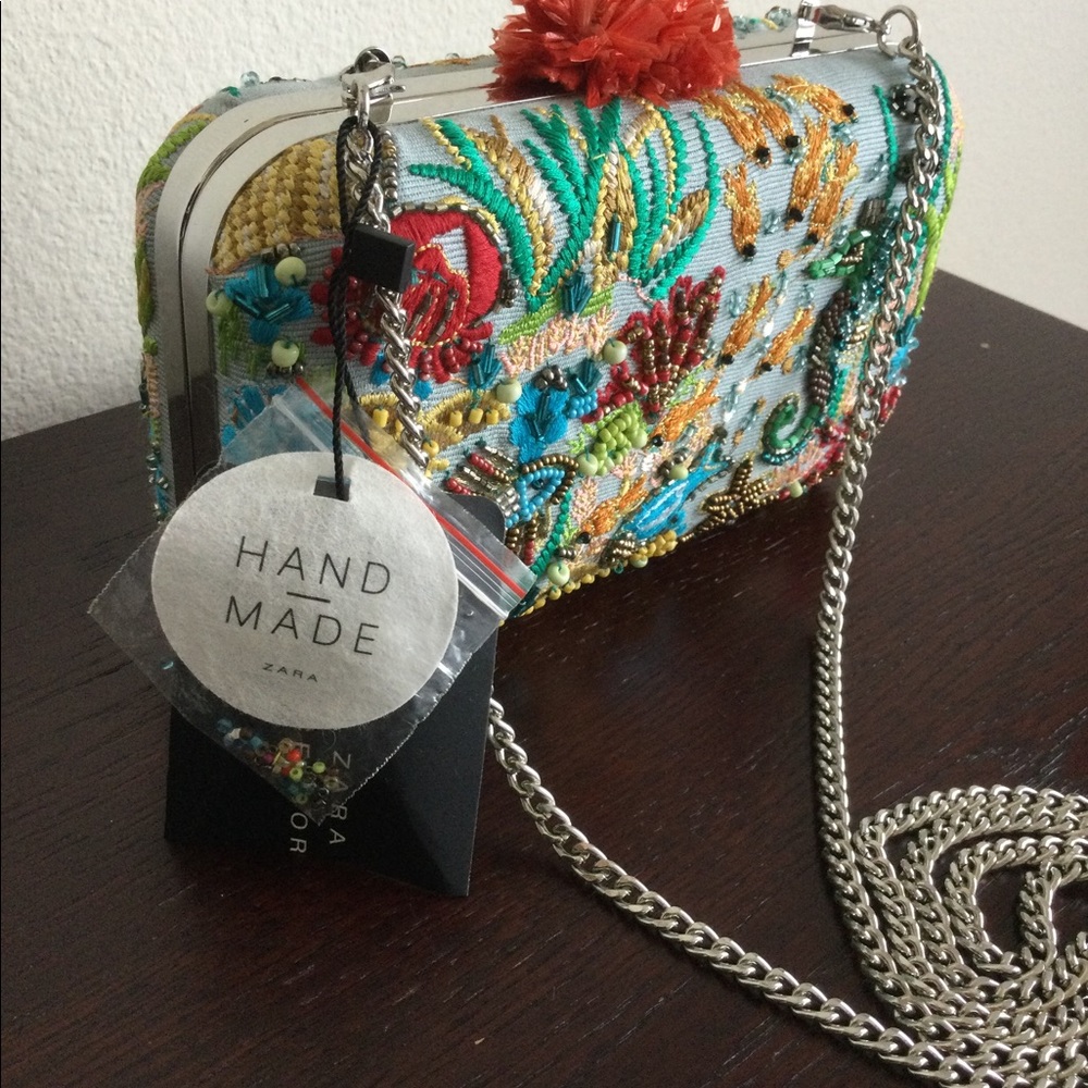 SOLD! NWT Zara Hand Made Embellished Clutch Box MINAUDIÈRE Bag - Picture 11 of 17